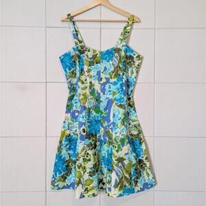 Vintage 90s watercolor floral sweetheart sundress